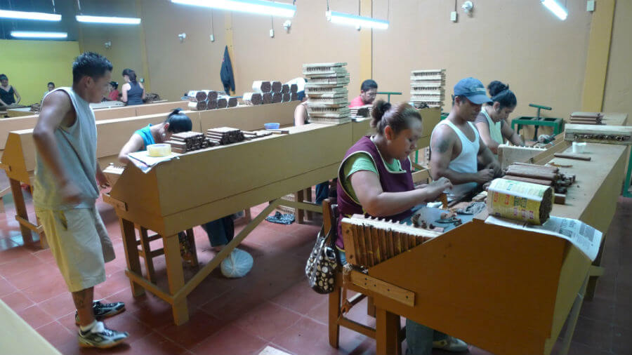Hand rolling Nicaraguan cigars
